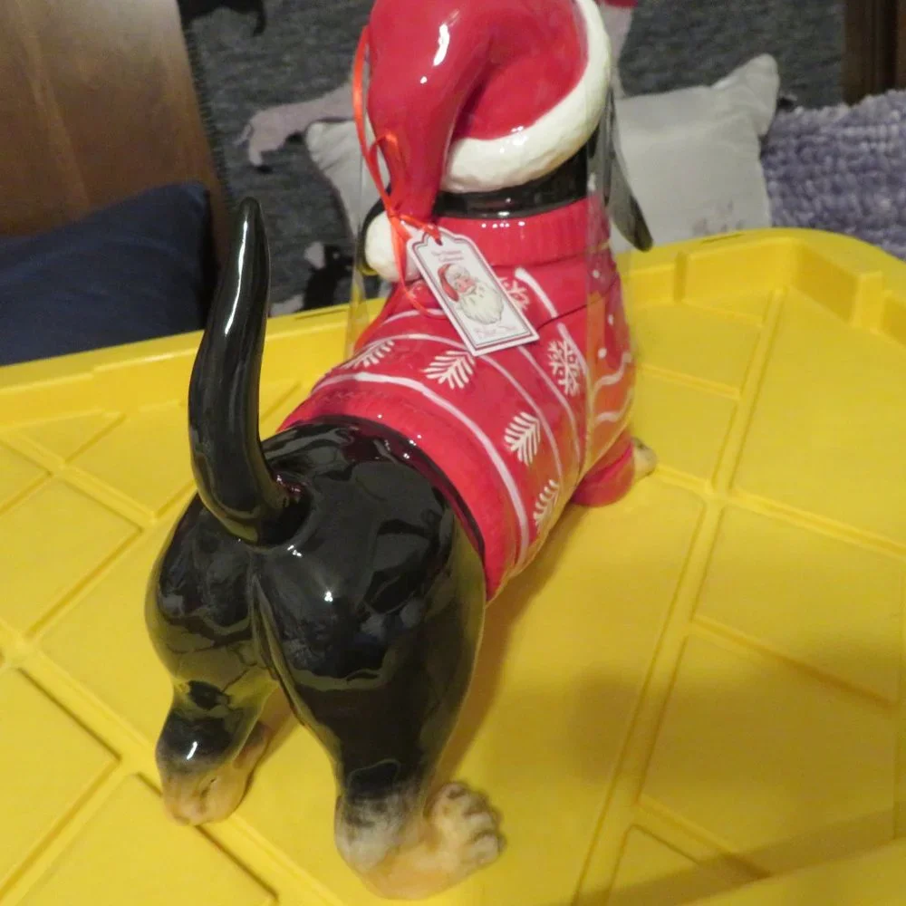 Rare Blue Sky Clayworks Dachshund 13' Large Cookie Jar Holiday - Picture 5 of 7